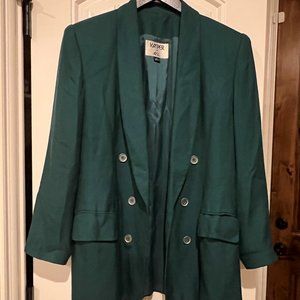 Double-breasted Teal Green Skirt Suit